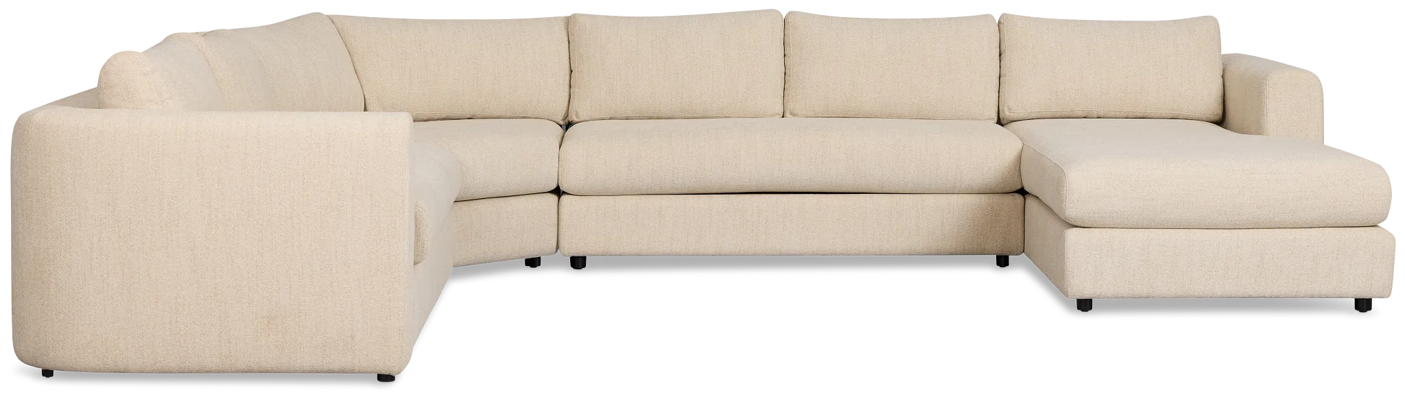 Alma Light Beige Fabric Medium Right Chaise Wedge Sectional