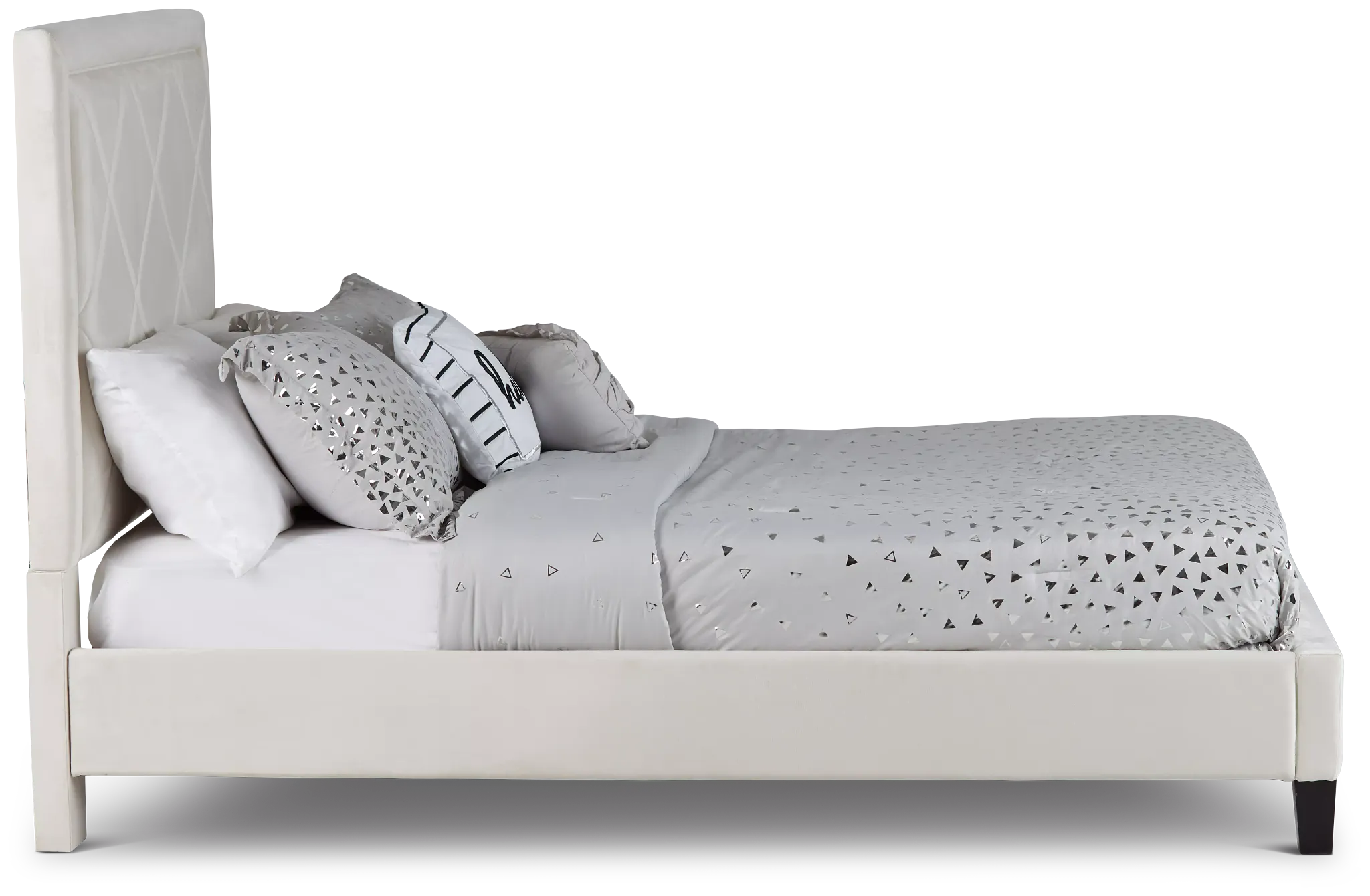 Collin Beige Velvet Platform Bed