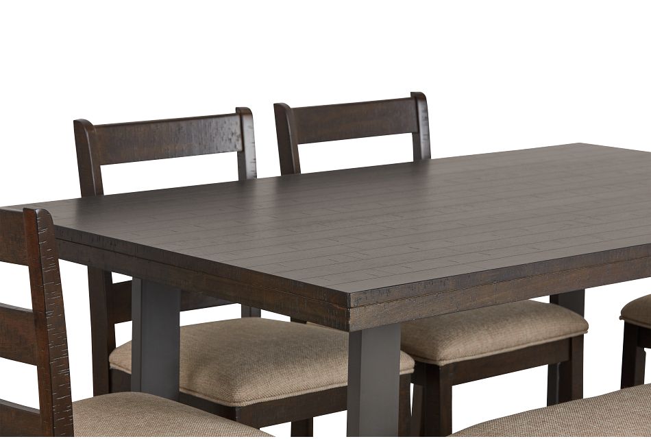 Sawyer Dark Tone High Table, 4 Barstools & High Bench