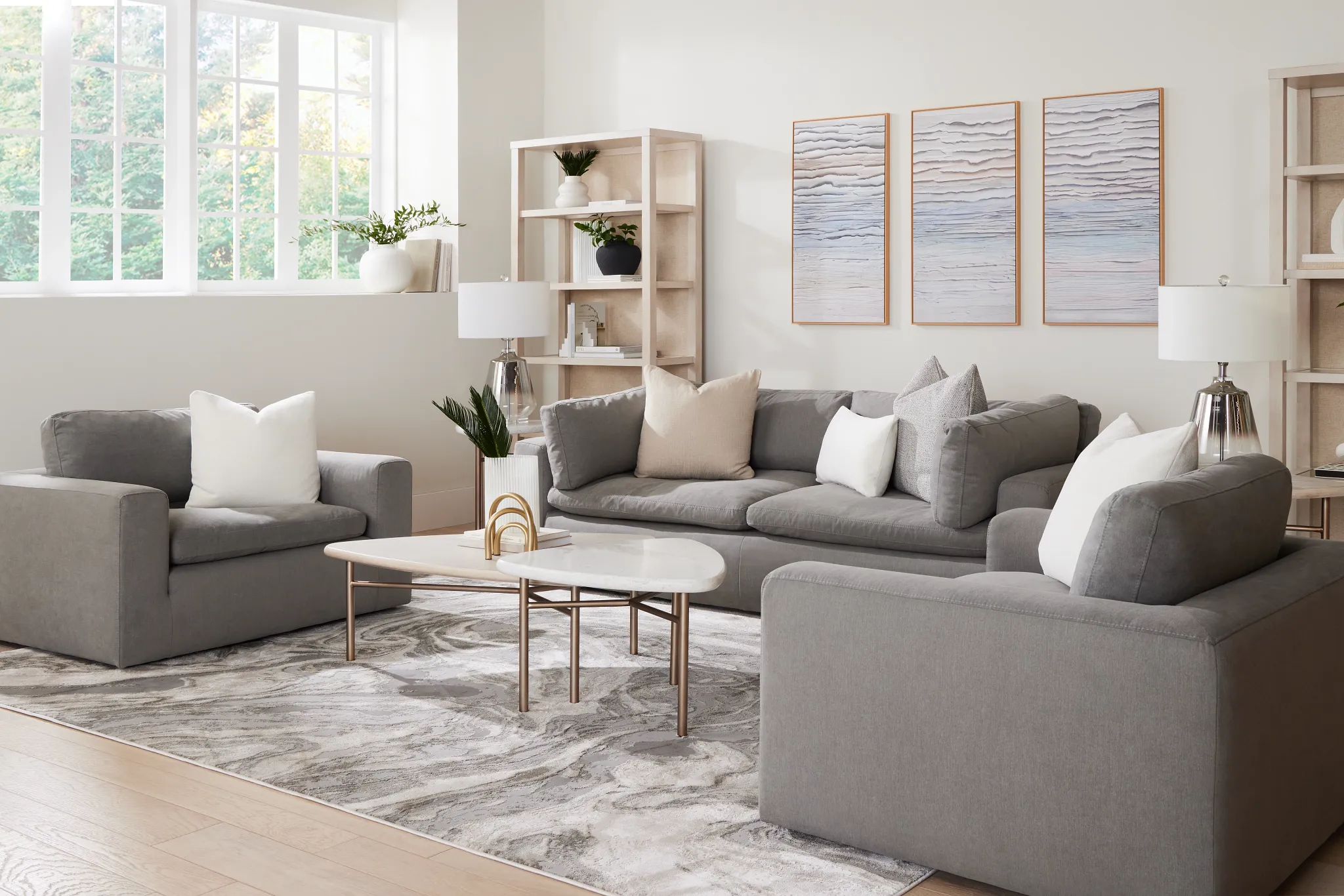 Grant Light Gray Fabric Sofa