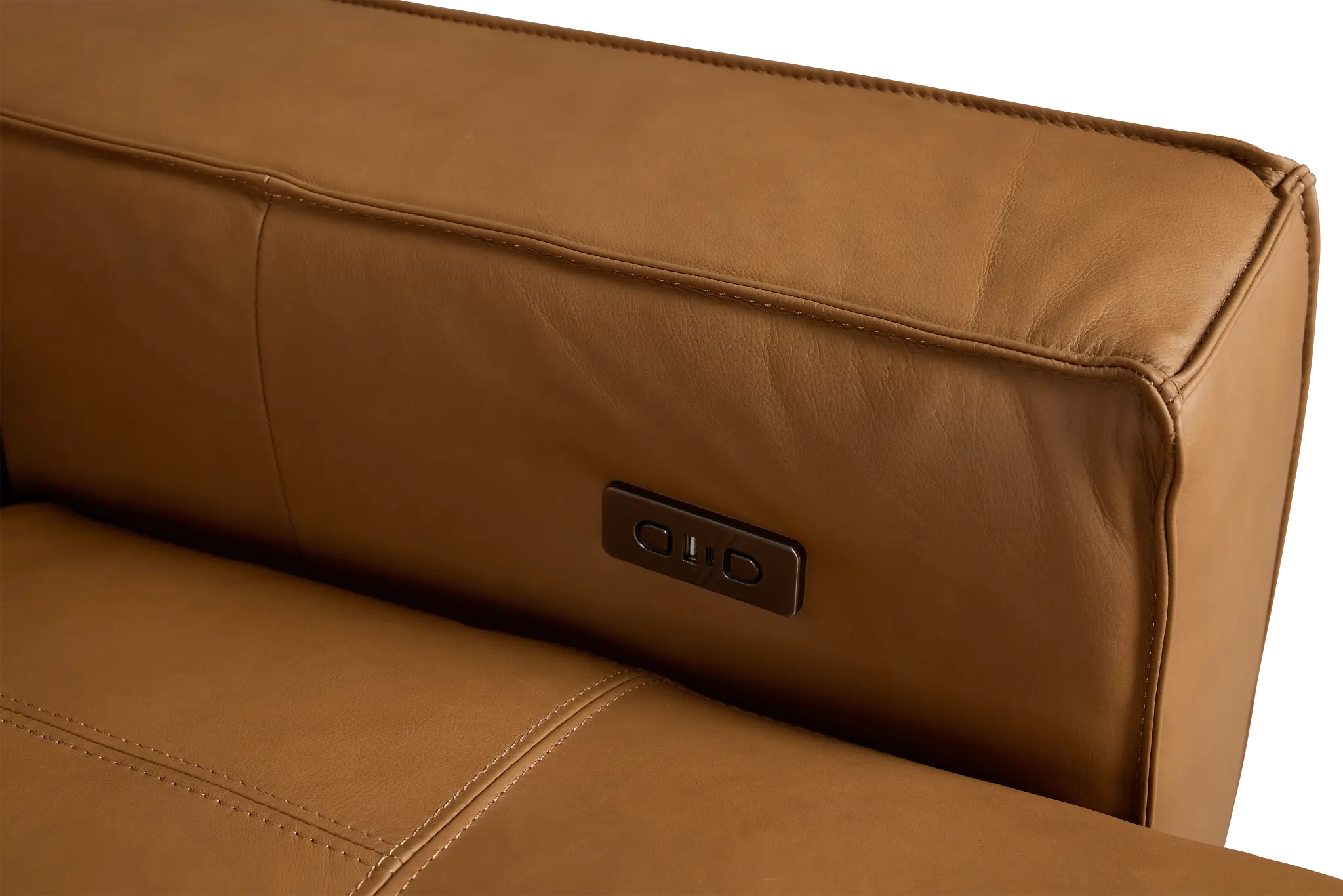 Rudy Brown Lthr/vinyl Left Dual Power Extension Chaise Sectional Rudy Brown Lthr/vinyl Left Dual Power Extension Chaise Sectional