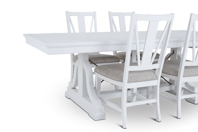 Heron Cove White Trestle Rectangular Table & 4 Upholstered Chairs (8)