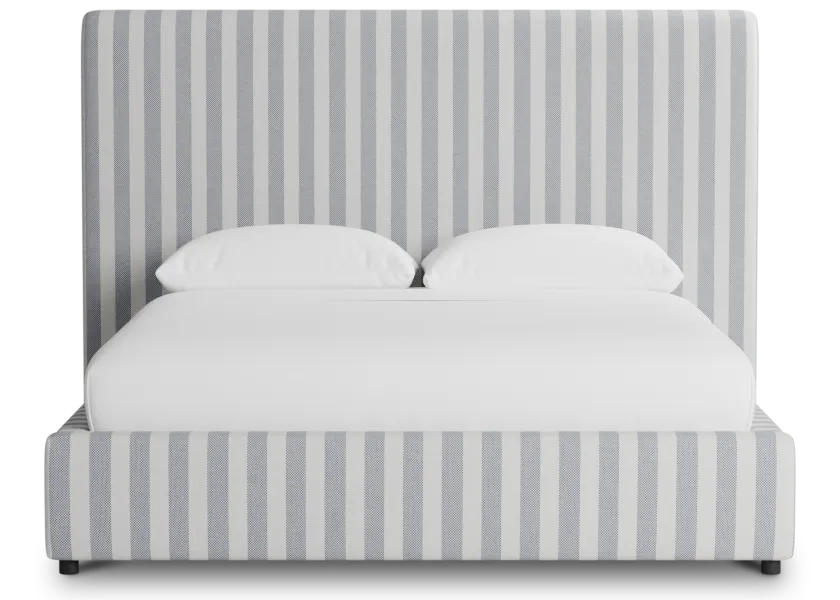 Grayton Sea Lane Dark Blue 54" Upholstered Platform Bed