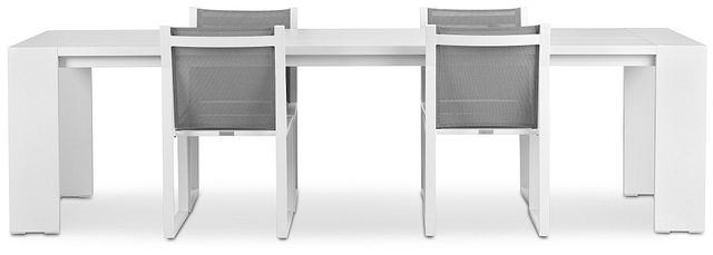 Linear White 110" Aluminum Table & 4 Sling Side Chairs