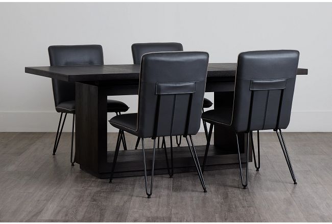 Madden Dark Gray Table & 4 Upholstered Chairs