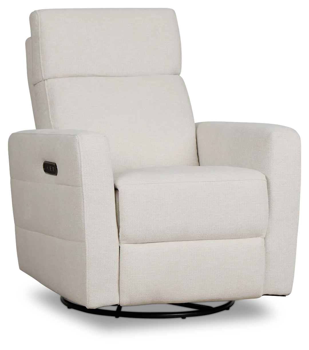 Rae White Fabric Power Swivel Glider Recliner