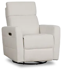 Rae White Fabric Power Swivel Glider Recliner