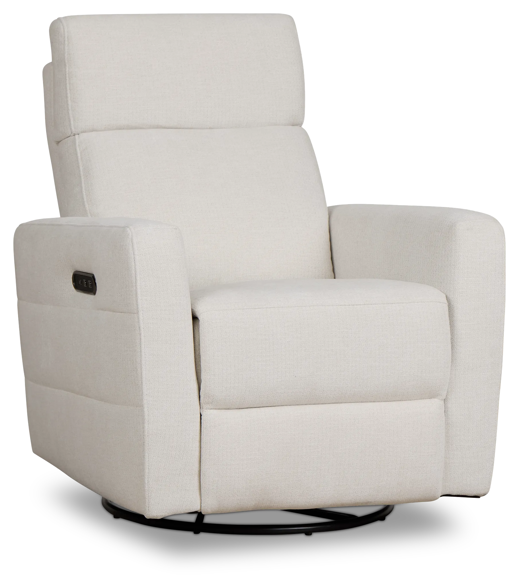 Rae White Fabric Power Swivel Glider Recliner