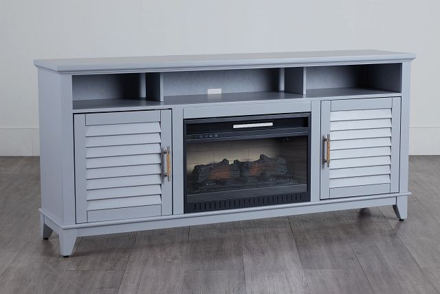 Cape May Light Gray 72" Tv Stand With Fireplace Insert