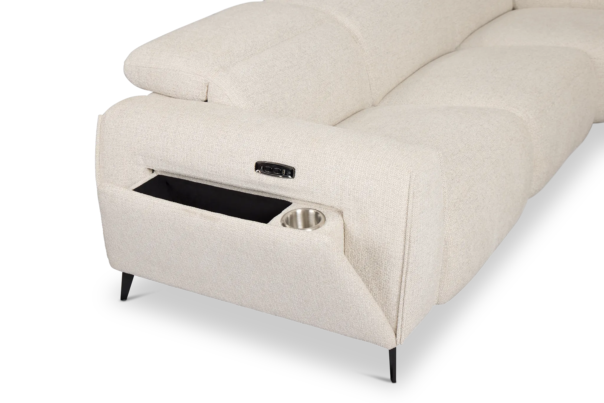 Reyna Light Beige Fabric Medium Triple Power 2-arm Sectional