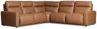 Edison Medium Brown Leather/vinyl Small Dual Power Reclining 2-arm Sectional