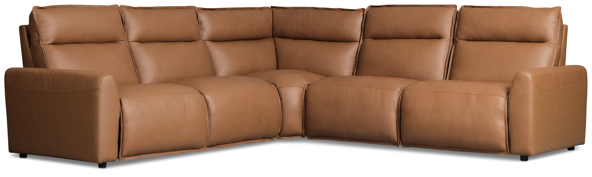 Edison Medium Brown Leather/vinyl Small Dual Power Reclining 2-arm Sectional