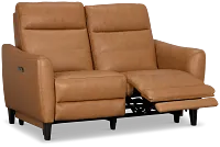 Keaton Brown Lthr/vinyl Power Reclining Loveseat W/ Power Headrest