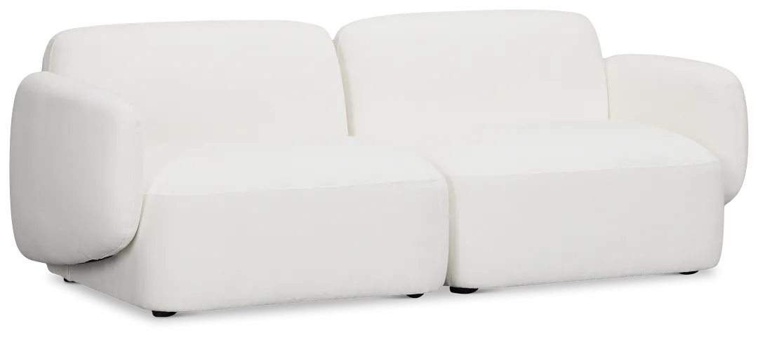 Halsey White Fabric 2-piece Modular Sofa