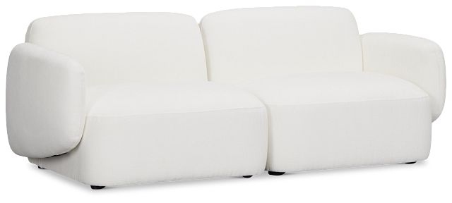 Halsey White Fabric 2 Piece Modular Sofa