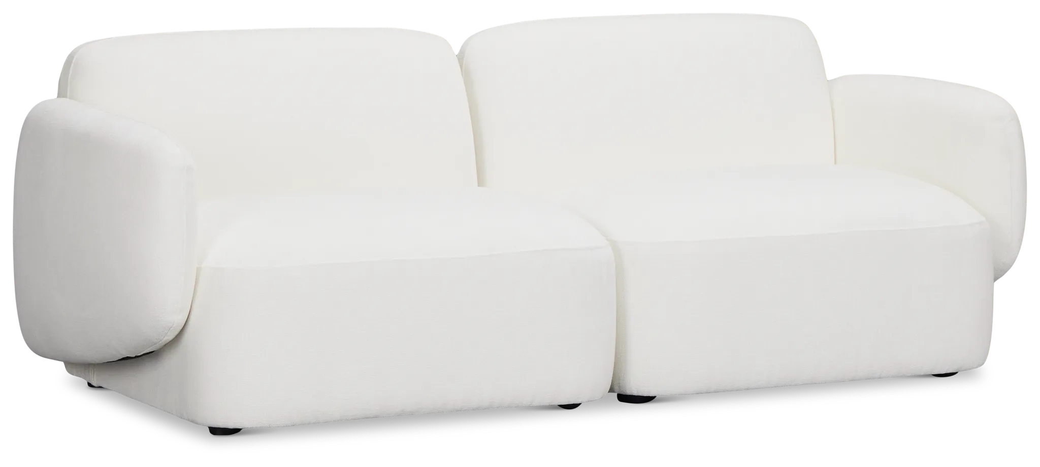 Halsey White Fabric 2-piece Modular Sofa