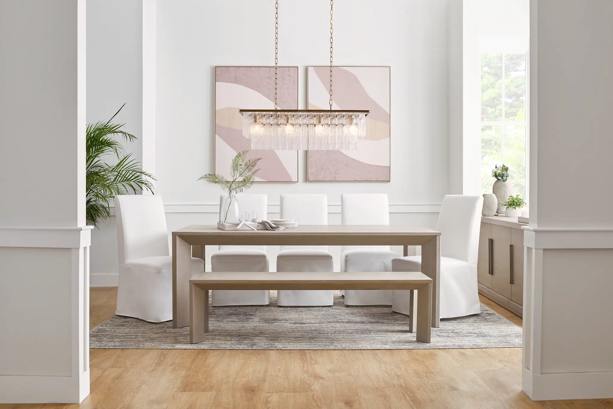 Destination Light Tone 84" Table & 4 Skirted Chairs Destination Light Tone 84" Table & 4 Skirted Chairs