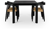 Santorini Black Rect Table & 4 Curved Chairs