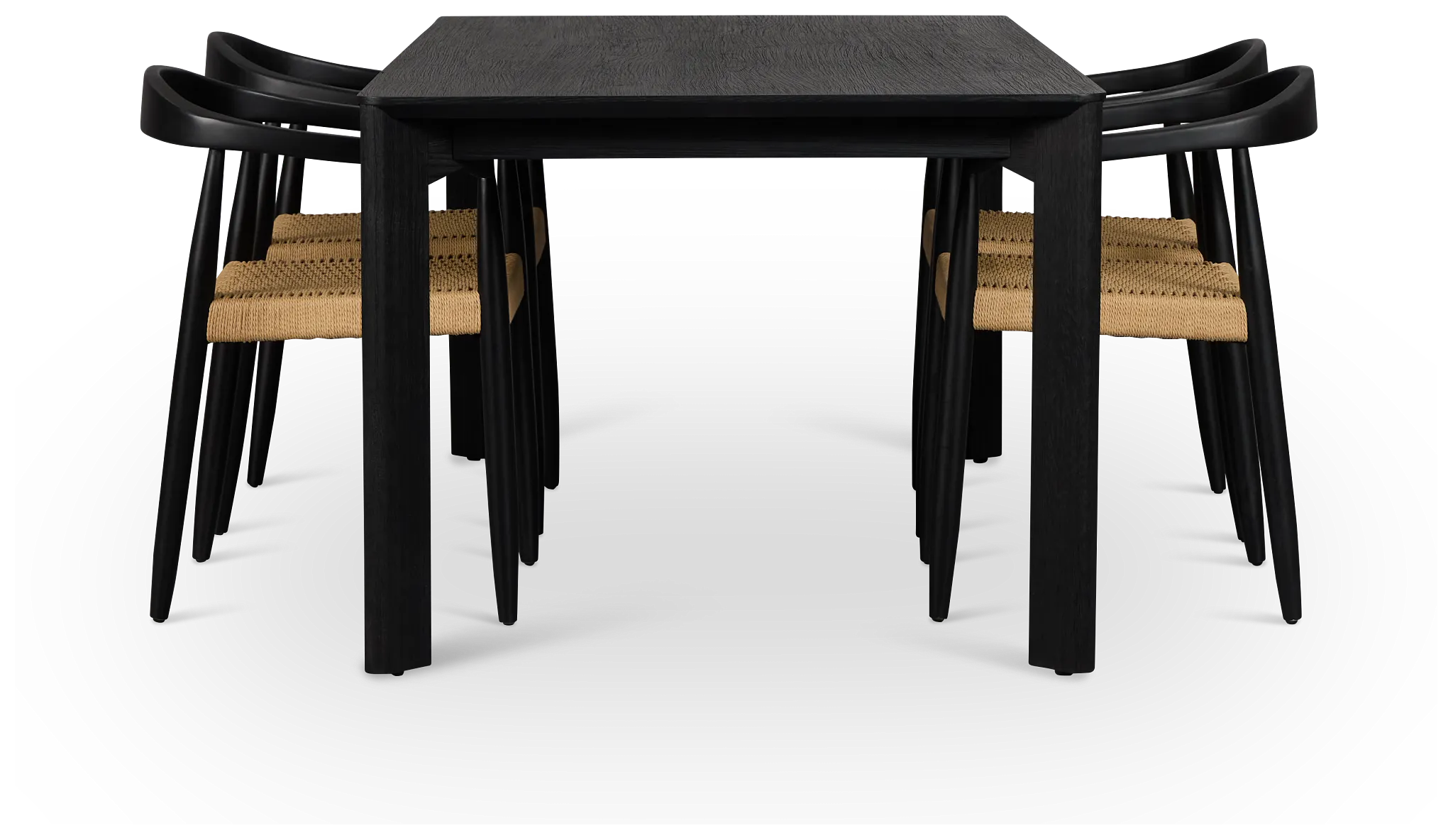 Santorini Black Rect Table & 4 Curved Chairs