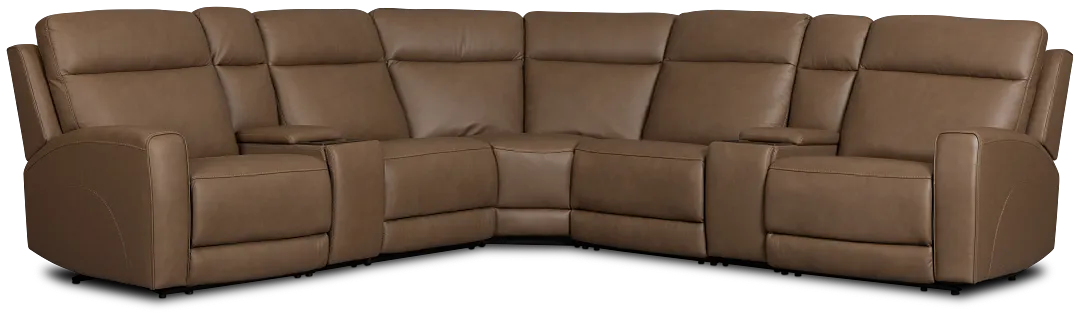 Flexsteel Belmont Dark Brown Lthr/vinyl Large Triple Power Reclining Two-arm Sectional