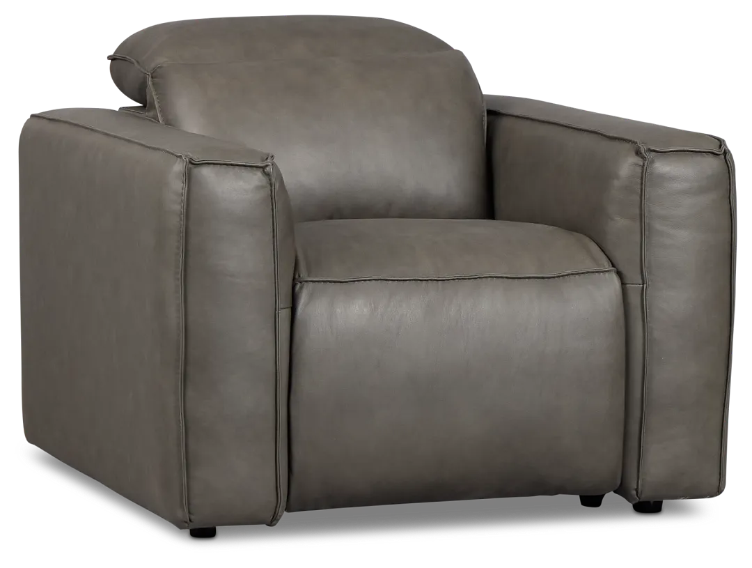 Ryland Dark Gray Lthr/vinyl Power Recliner With Power Headrest