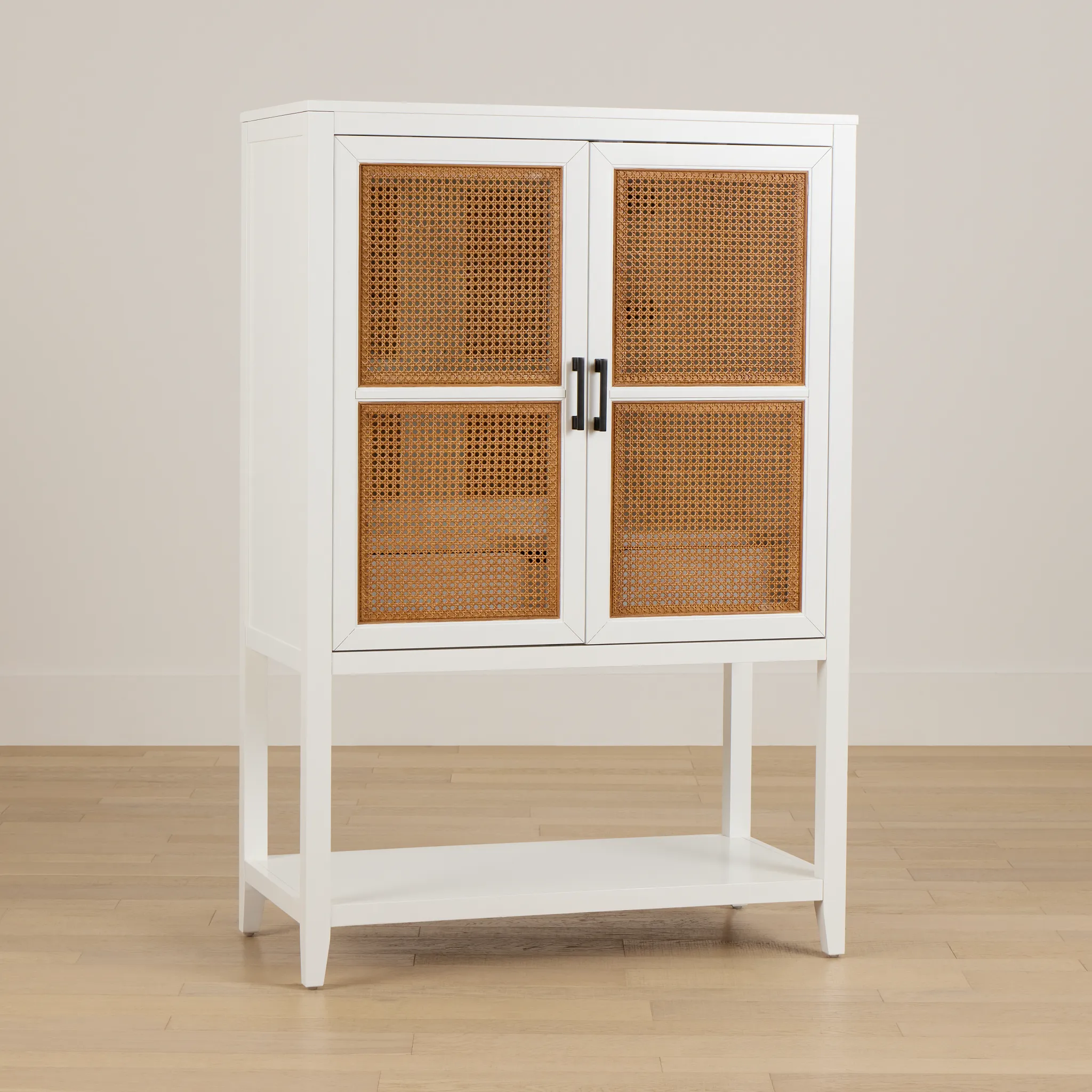 Nantucket Two-tone Woven Bar Cabinet