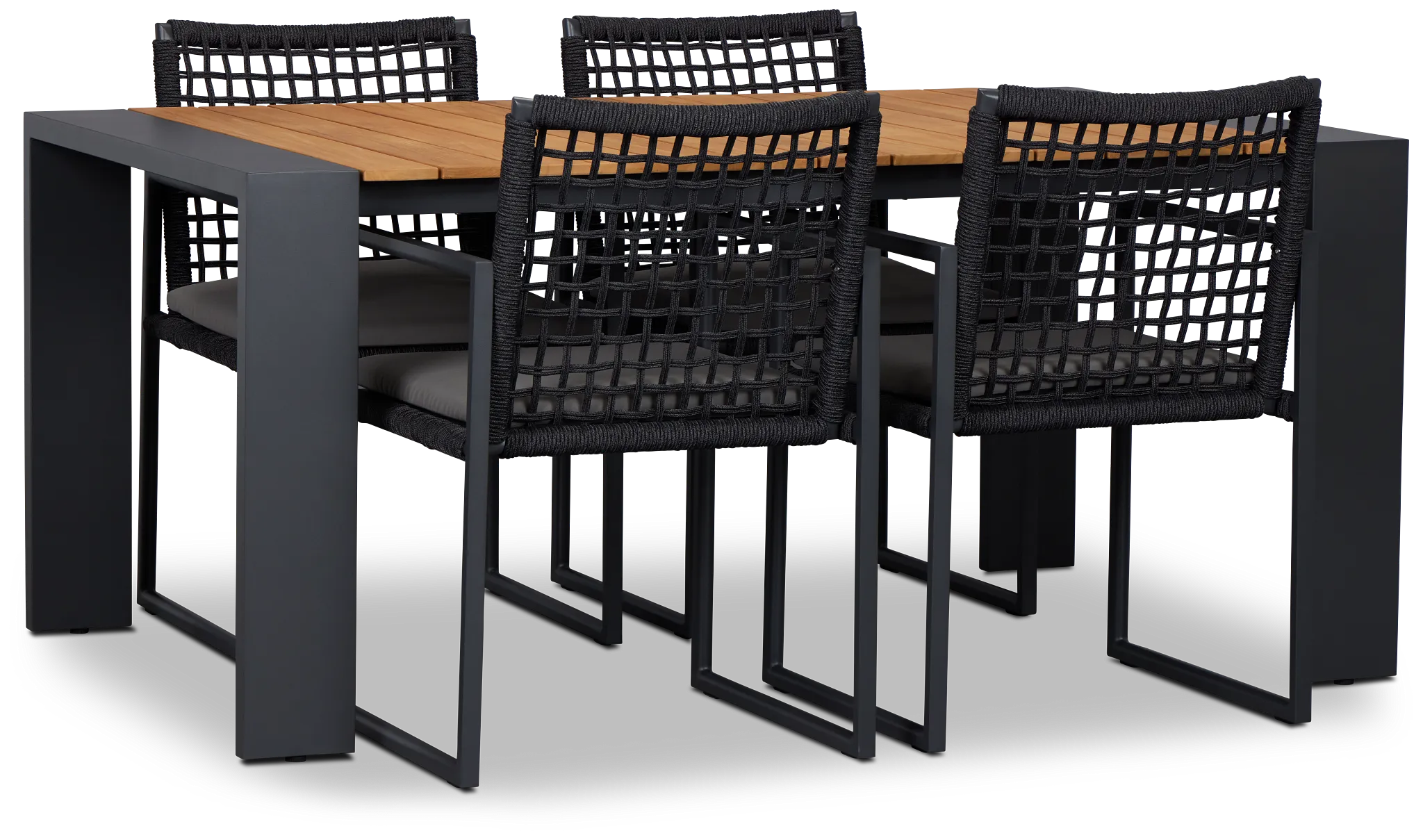 Sunrise Teak 65" Rectangular Table & 4 Aluminum Arm Chairs