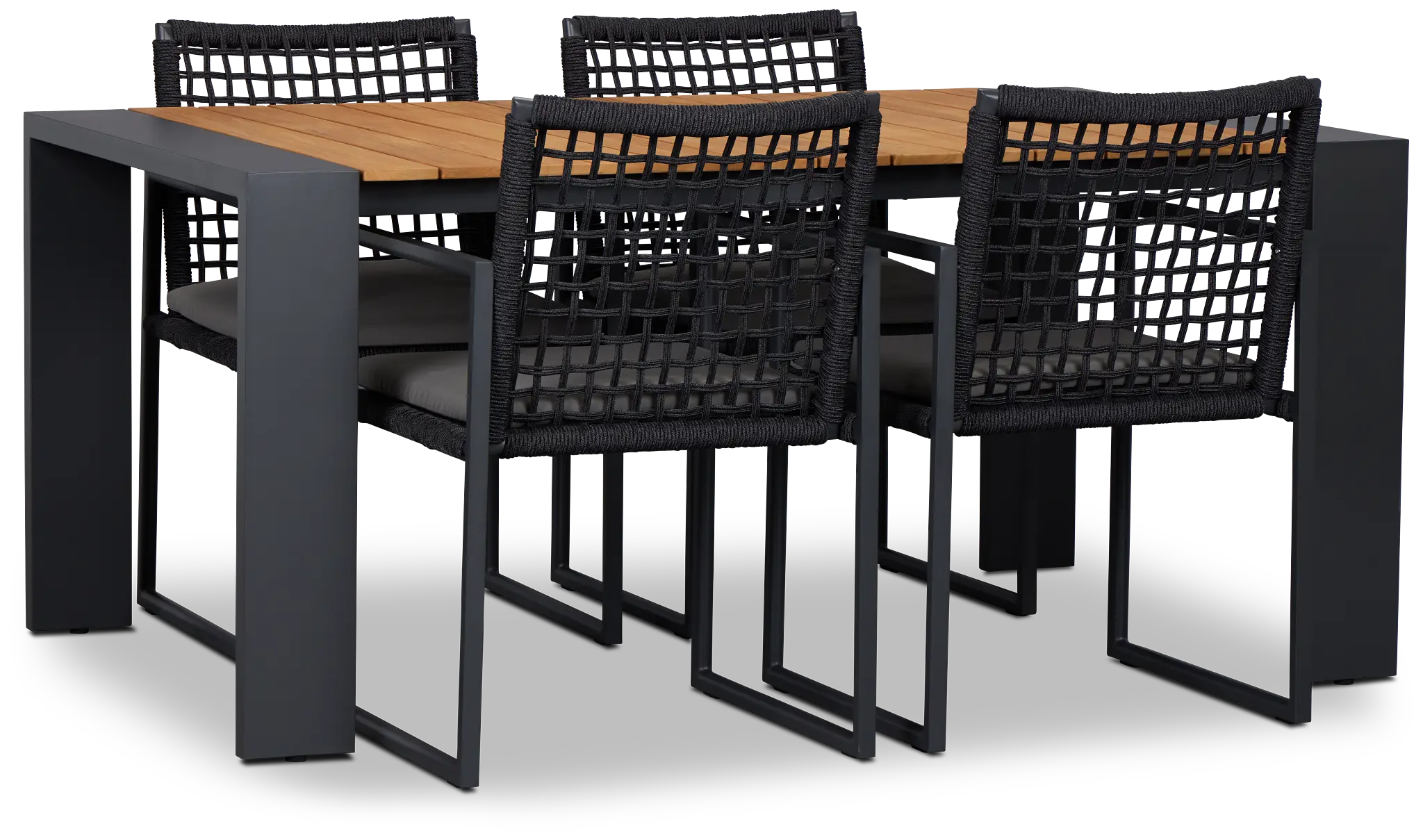 Sunrise Teak 65" Rectangular Table & 4 Aluminum Arm Chairs Sunrise Teak 65" Rectangular Table & 4 Aluminum Arm Chairs