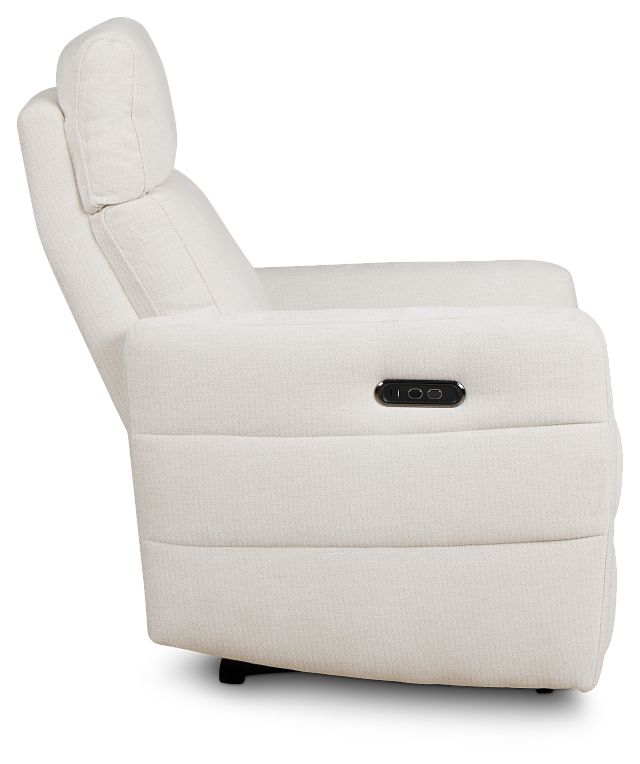 Rae White Fabric Power Recliner
