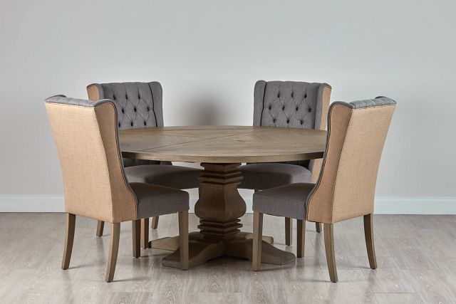 Hadlow Gray 72" Table & 4 Tufted Chairs