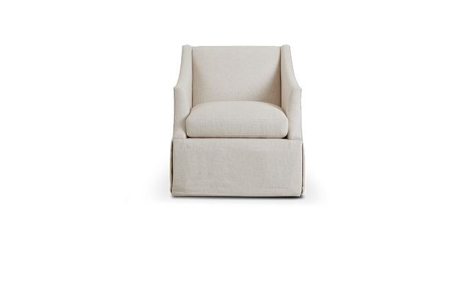 Clayton White Fabric Swivel Accent Chair