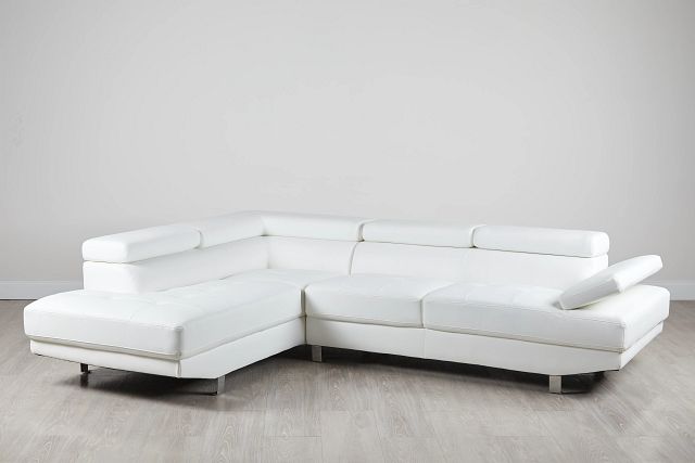 Zane White Micro Left Chaise Sectional