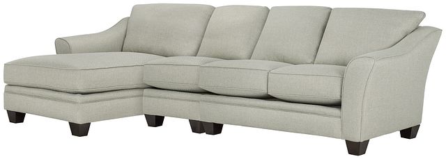 Avery Light Green Fabric Small Left Chaise Sectional