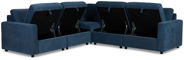 Addie Blue Fabric Small 2-arm Storage Sectional