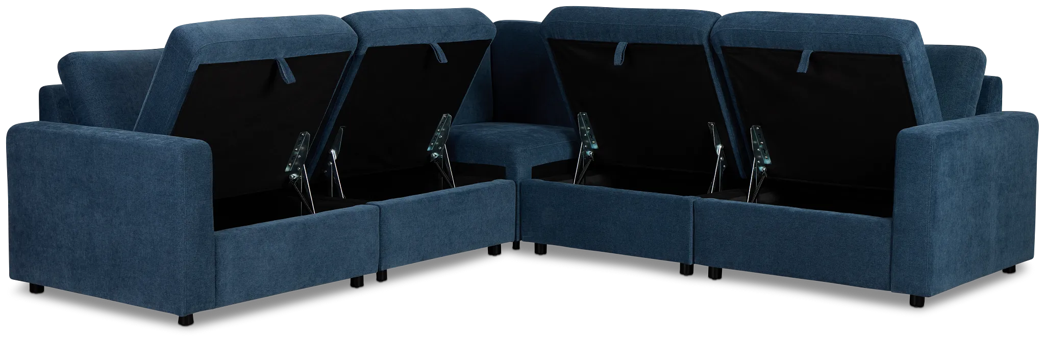 Addie Blue Fabric Small 2-arm Storage Sectional