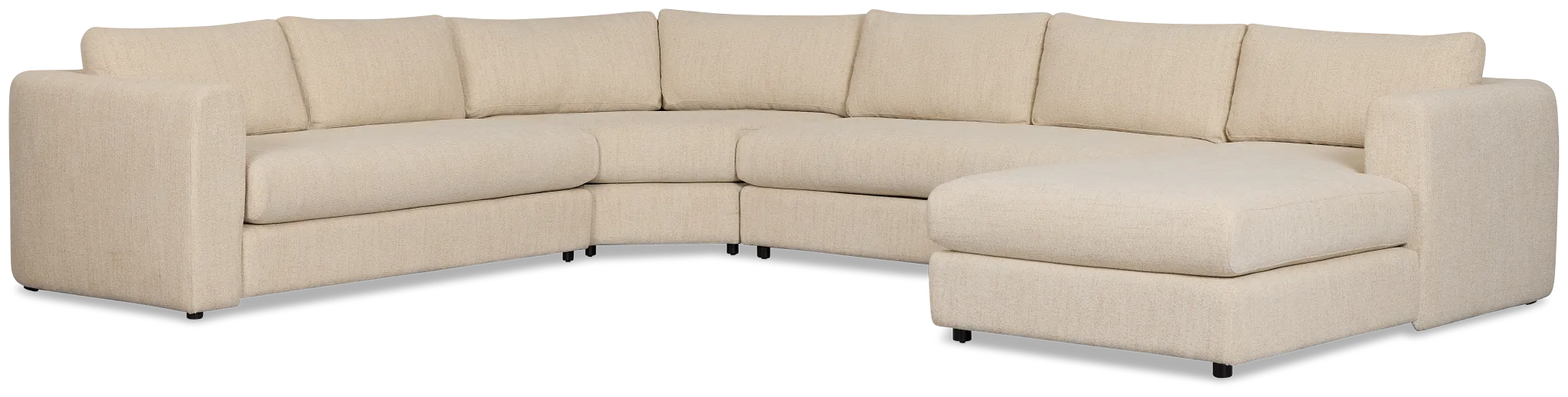Alma Light Beige Fabric Medium Right Chaise Wedge Sectional