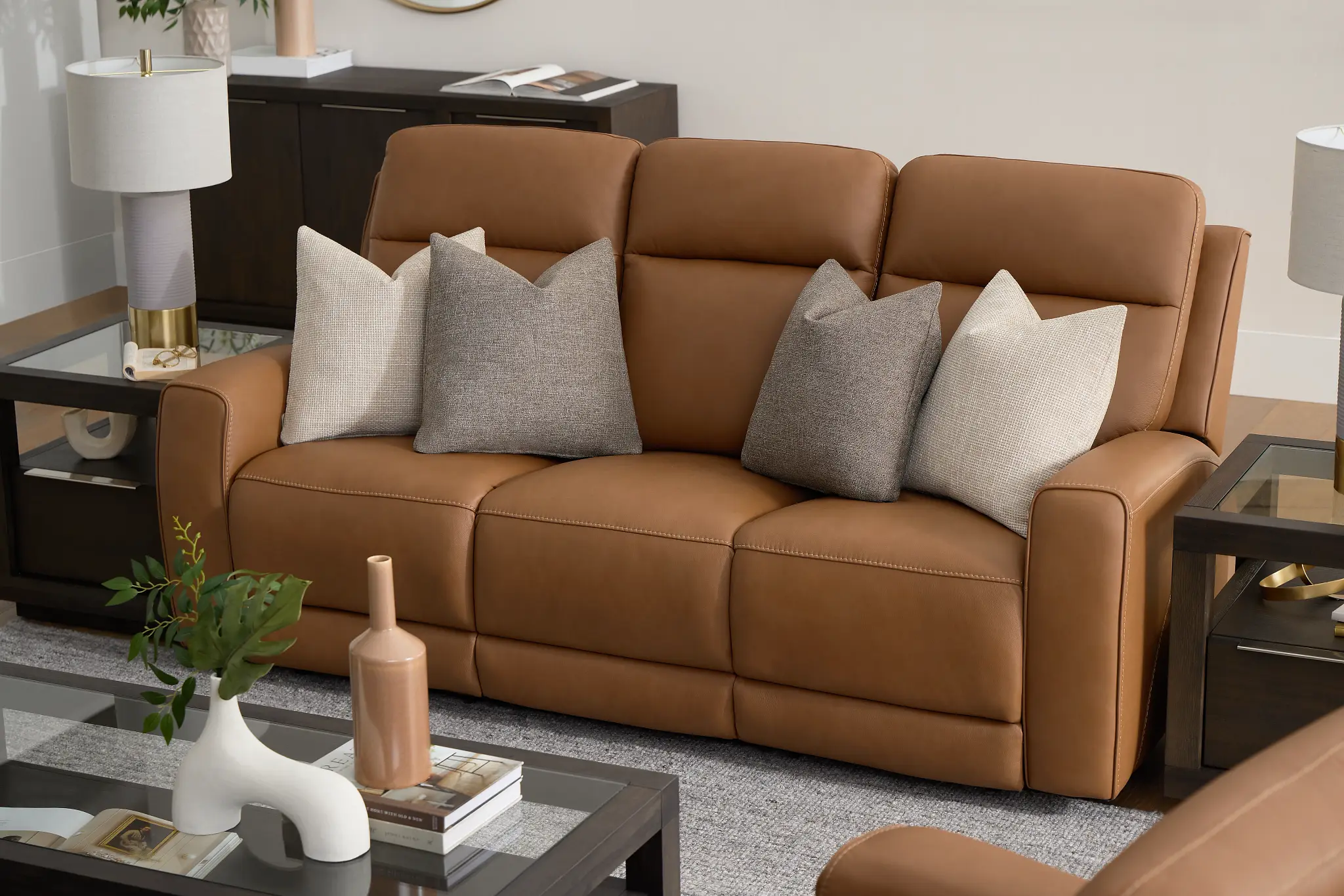 Belmont Medium Brown Lthr/vinyl Power Reclining Sofa Belmont Medium Brown Lthr/vinyl Power Reclining Sofa