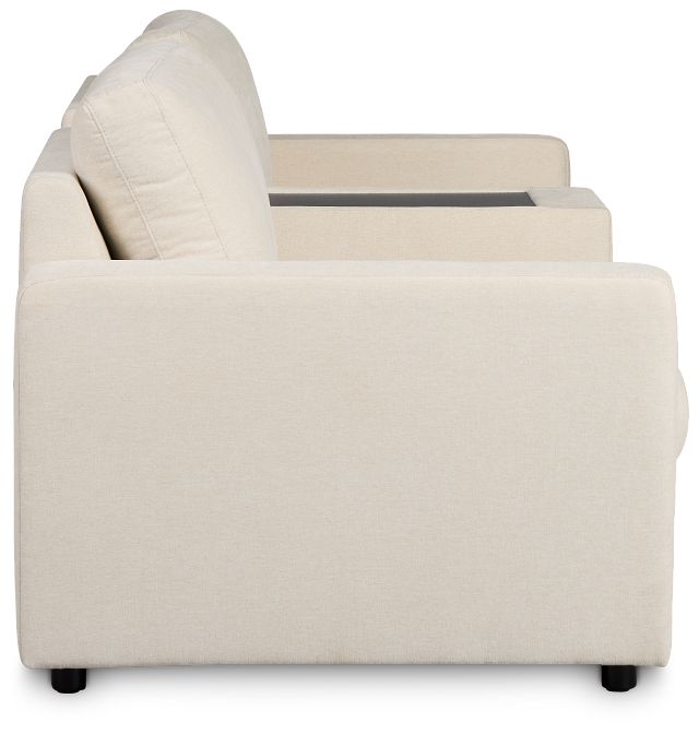 Addie Beige Fabric 2-piece Modular Storage Sofa With Console