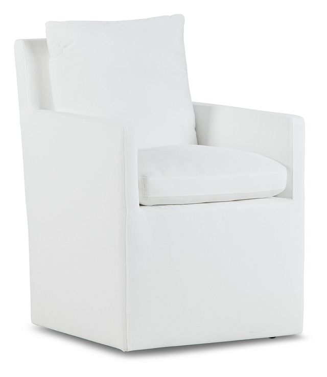 Auden White Castored Upholstered Arm Chair (1)
