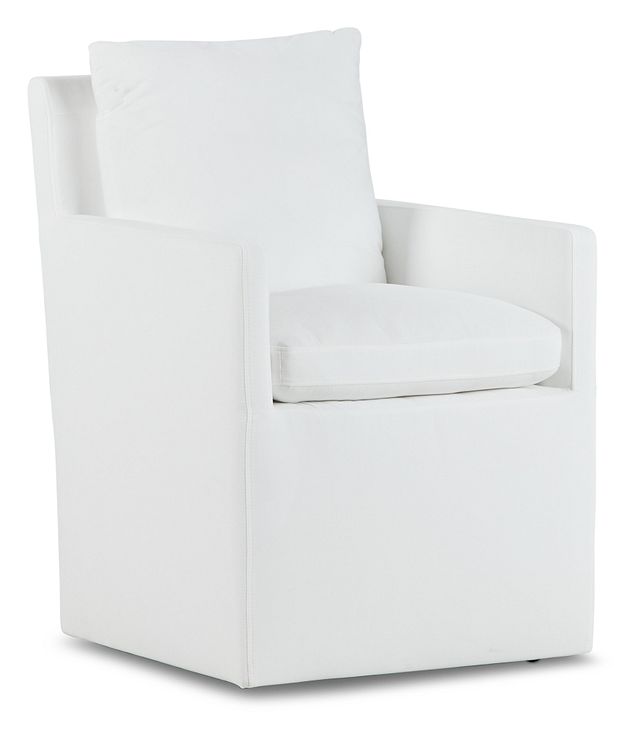 Auden White Castored Upholstered Arm Chair