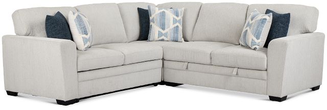 Everly Gray Fabric Small 2-arm Left Sleeper Storage Sectional