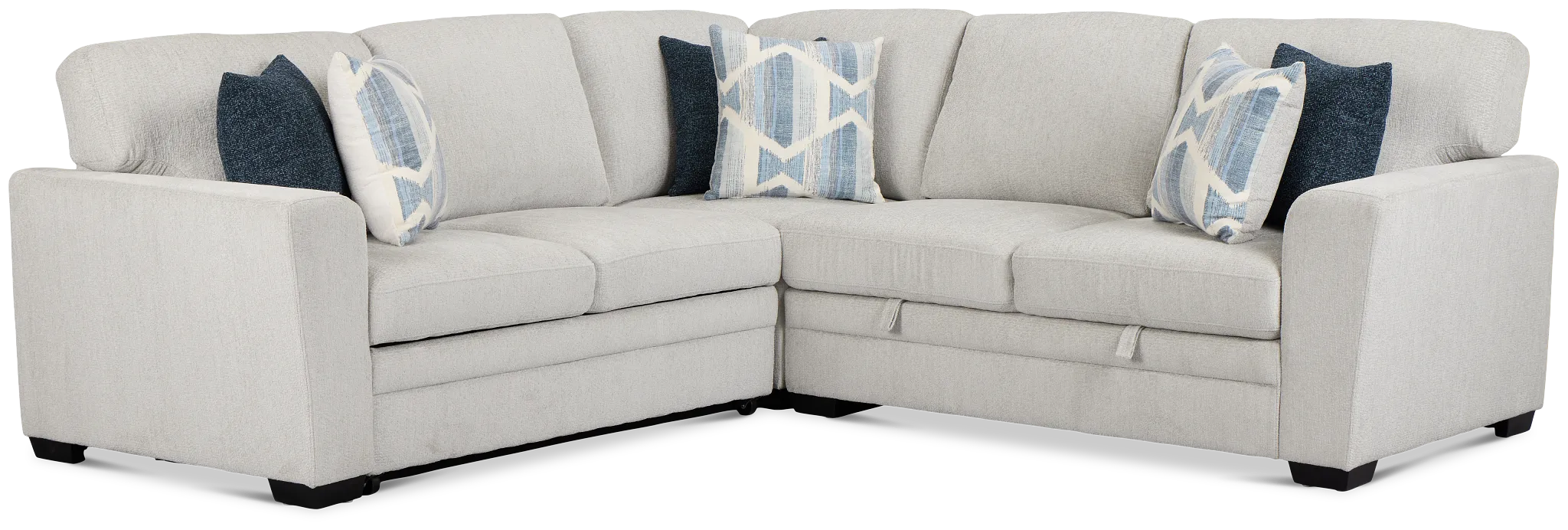 Everly Gray Fabric Small 2-arm Left Sleeper Storage Sectional