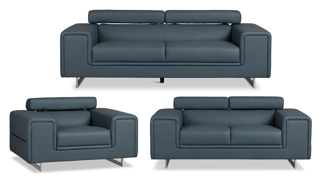 Drew Dark Blue Micro Living Room