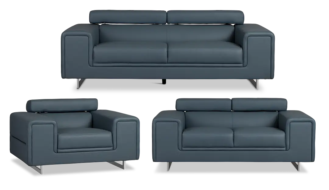 Drew Dark Blue Micro Living Room Drew Dark Blue Micro Living Room