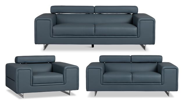 Drew Dark Blue Micro Living Room
