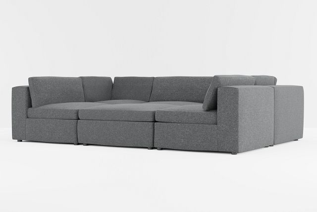 Destin Delray Dark Gray Fabric 6-piece Pit Sectional