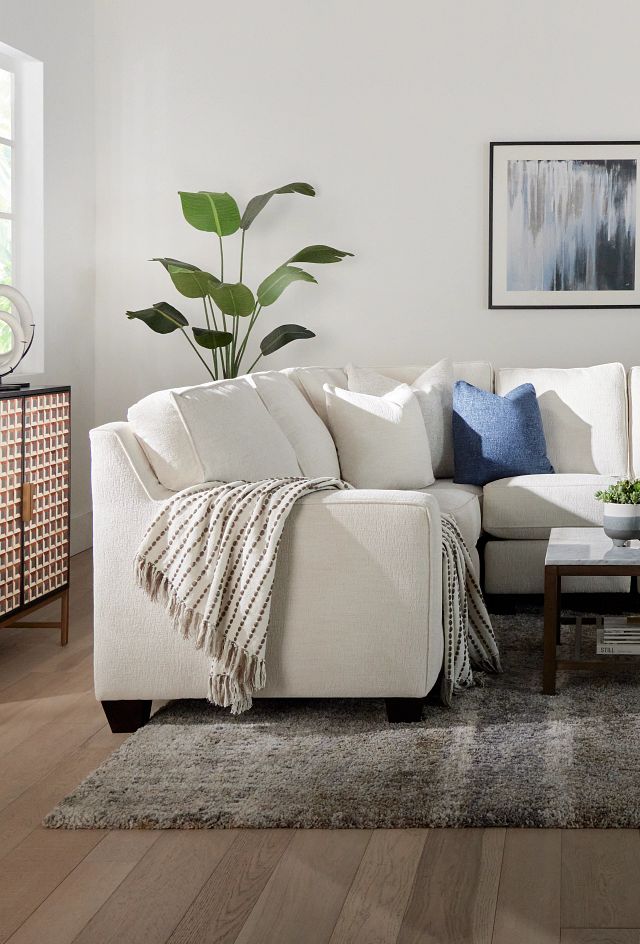 Andie White Fabric Large Right Chaise Sectional