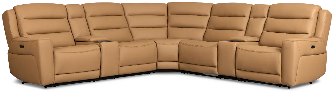 Wilder Brown Leather Large Triple Power Reclining Two-arm Sectional Wilder Brown Leather Large Triple Power Reclining Two-arm Sectional