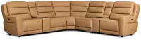 Wilder Brown Leather Large Triple Power Reclining Two-arm Sectional