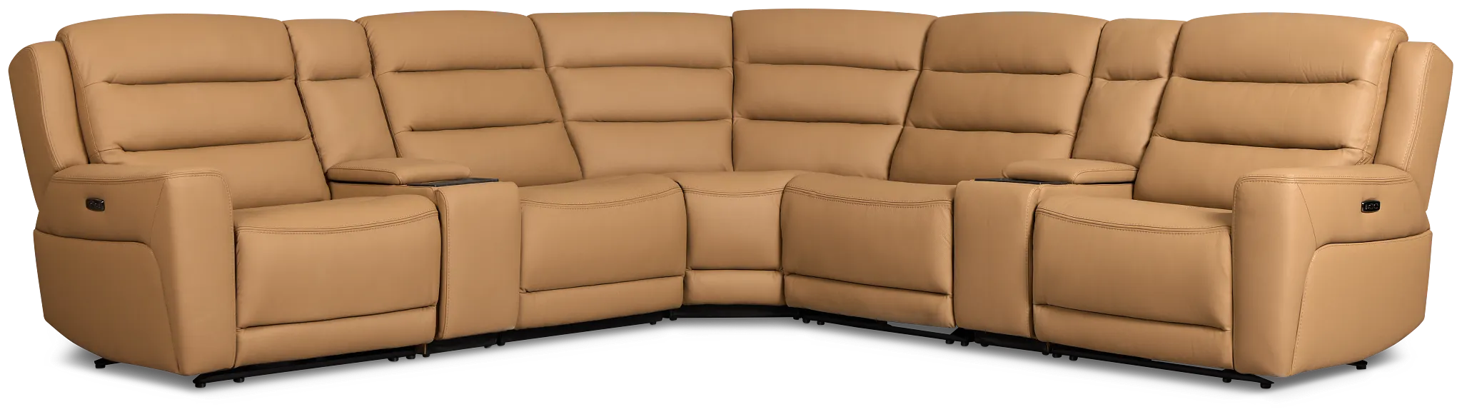 Wilder Brown Leather Large Triple Power Reclining Two-arm Sectional